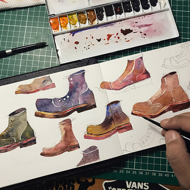 Watercolour is also another medium that Amin Daud enjoys using.