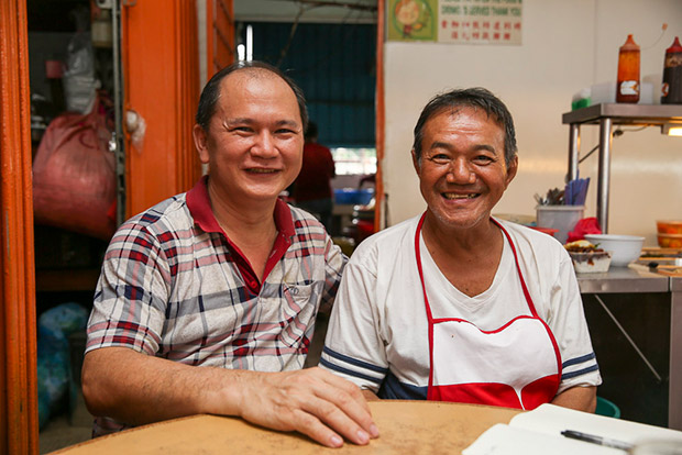 Restoran Siong Pin's owner Loo Yong Wee (left) and Alex Khaw (right) work well together at the coffee shop as they both can converse in Hokkien.