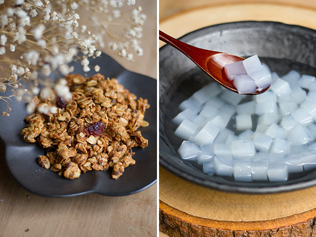 Granola or Lannister gold? (left). Chewy and fibre-rich nata de coco is a chilling nod to the White Walkers (right).