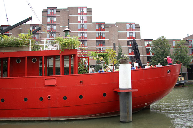 A summertime picnic on a boat.