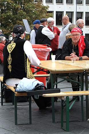 Pirate costumes add to the festive atmosphere.