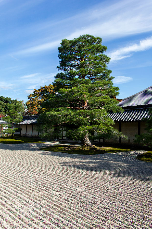 Landscaped Zen pebble garden designed by Muso Soseki.
