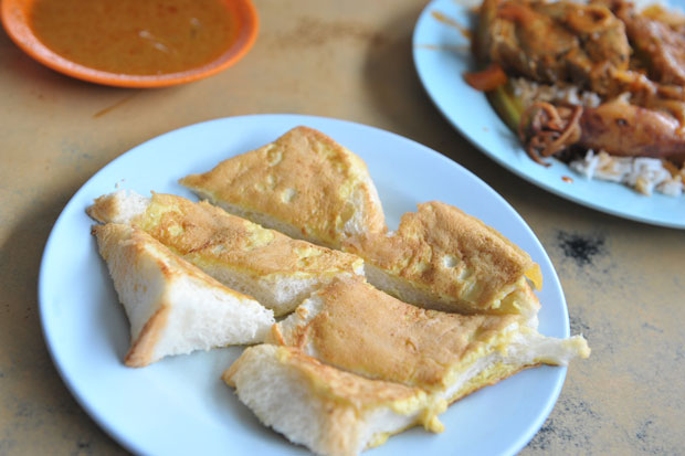 Roti tawar telur which is local roti benggali fried with egg.