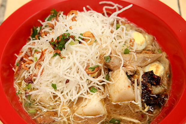 Available for certain weekends, this soto ayam is packed with flavour and contains an unusual bergedil with a quail’s egg.