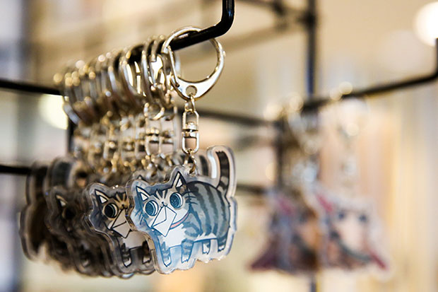 Cat keychains for feline lovers.