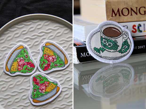 Cool down with these ABC patches from Uncommonco (left). Uncommonco worked with a Hong Kong manufacturer to produce this kopi-o iron-on patch (right).
