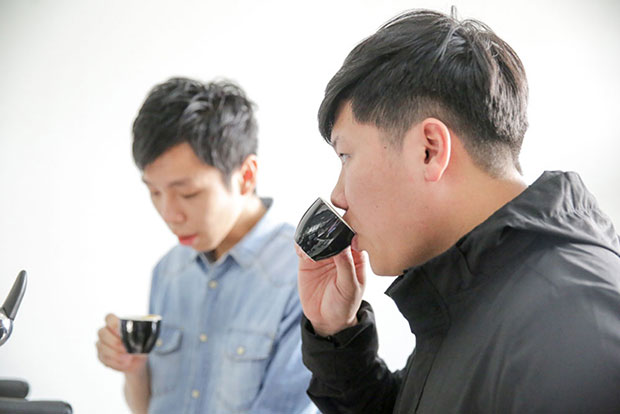 Loo (left) and Mah (right) tasting every cup and continuously tweaking till it’s just right