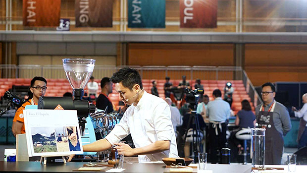 Loo in action at the World Barista Championship 2017 in Seoul