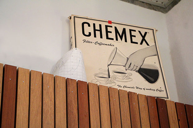 A vintage Chemex box at Customs Brew Bar