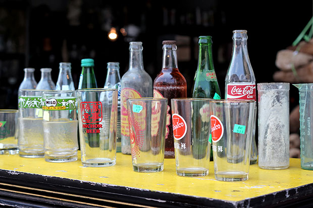 Soft drink glass bottles from yesteryear