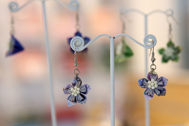 You can also purchase these handmade origami flower earrings with a water resistance coating.