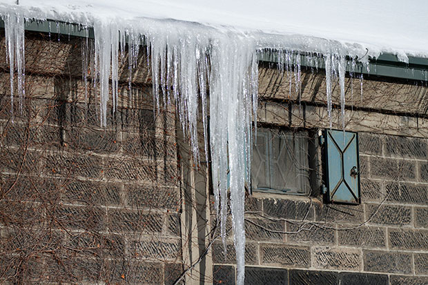 Restored warehouses with their frozen roofs