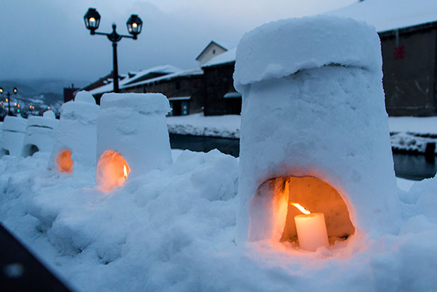 Miniature castles with keeps of candle fire