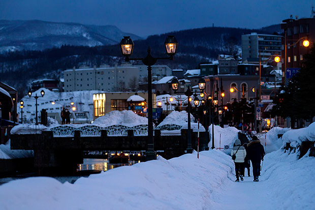 The Otaru Canal lit up at night