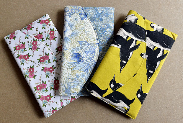 Envelope clutches in quirky prints.