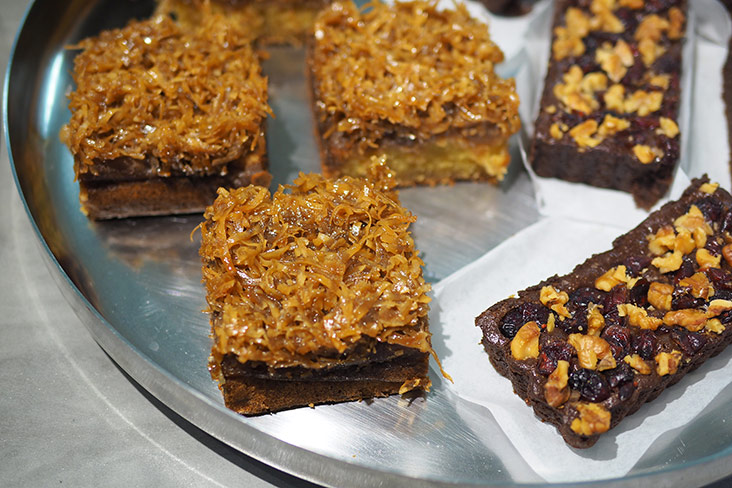Try this dream cake topped with coconut and molasses or their flourless chocolate brownies.