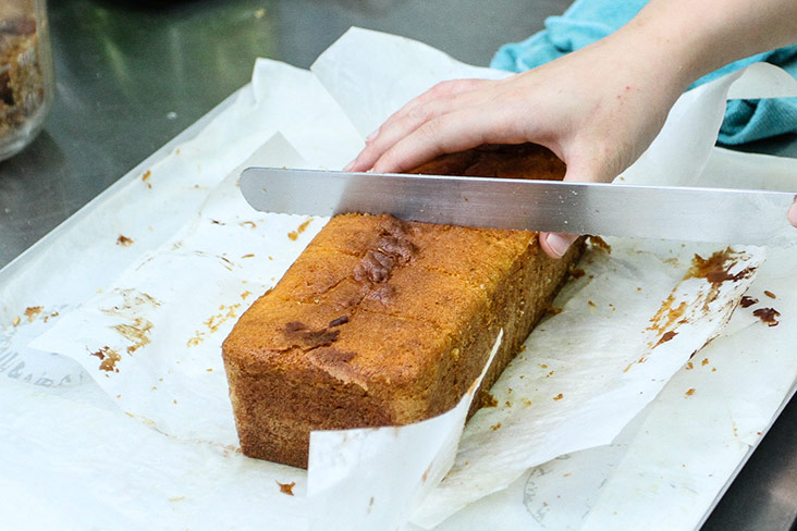 The cakes are made in small batches to keep them fresh.