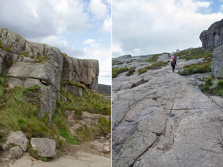 A rocky climb (left). The journey up looks dizzying but most hikers won’t be in danger of vertigo (right).
