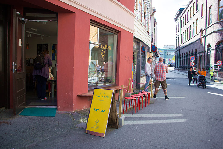 Hallaisen, an artisanal ice cream parlour in Bergen, Norway.