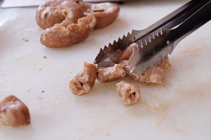 Intestines can be added as extra topping for the loh mee.