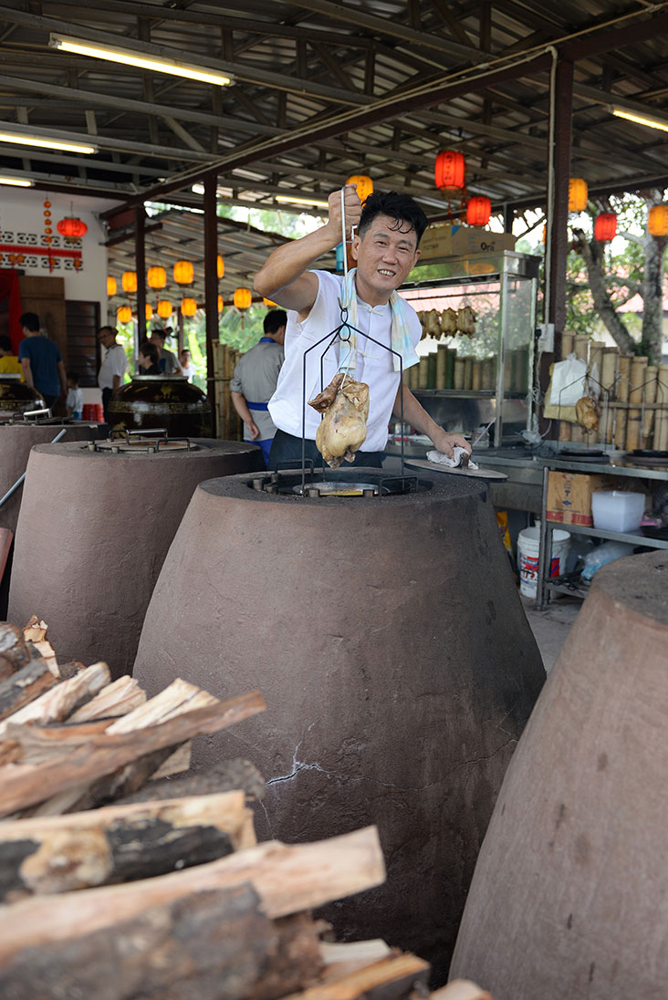 Kegy Chong with the kiln-roasted chicken