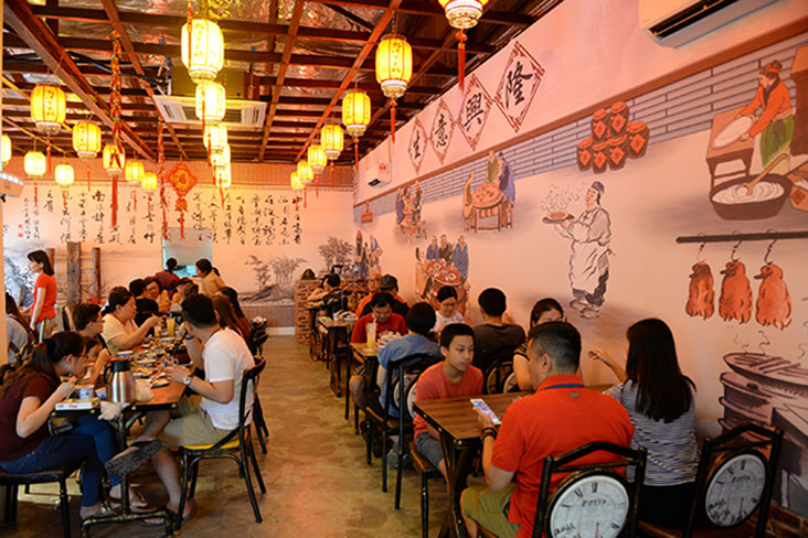 The Taiwanese style decor of the interior of the restaurant