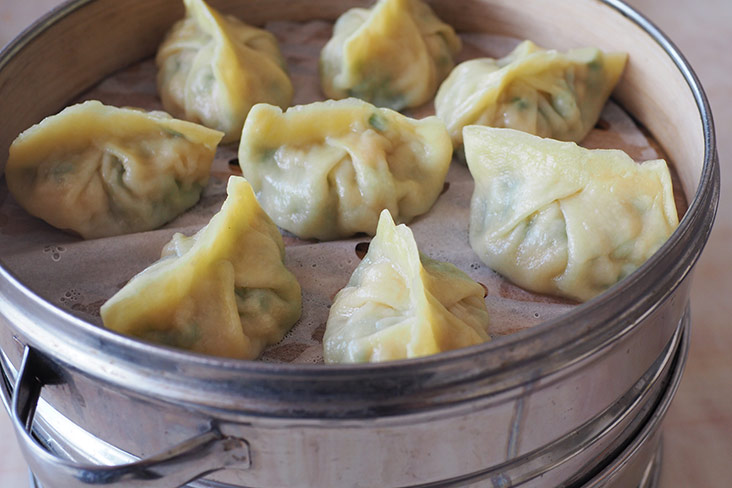You can also order the steamed dumplings, like these ones stuffed with chicken.