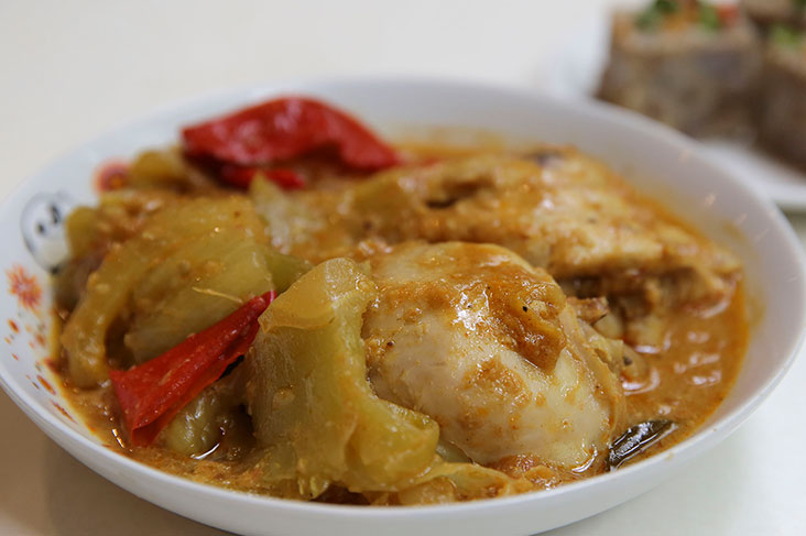 An unusual family recipe from Fay Cheng is this ham choy chicken curry, just the way her mother used to serve at home