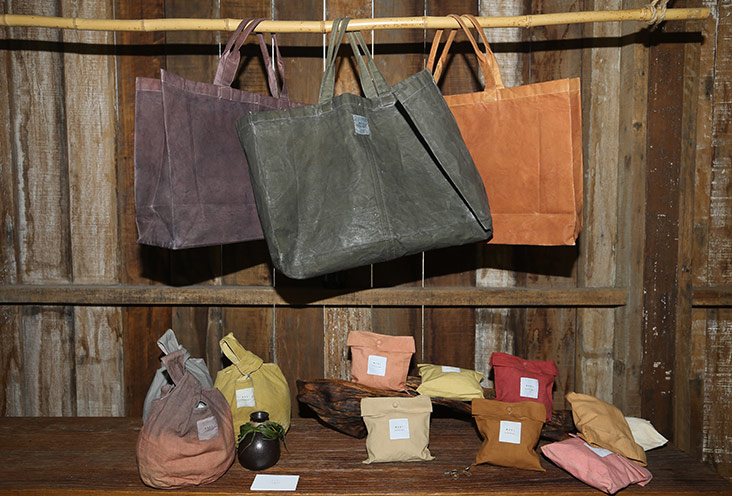 The range of products include various bags and pouches, some which have been given a beeswax treatment to make it water repellant.