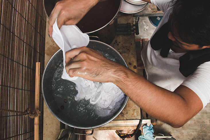 Before the fabric is dyed, it is scoured to ensure it’s clean from any dirt.