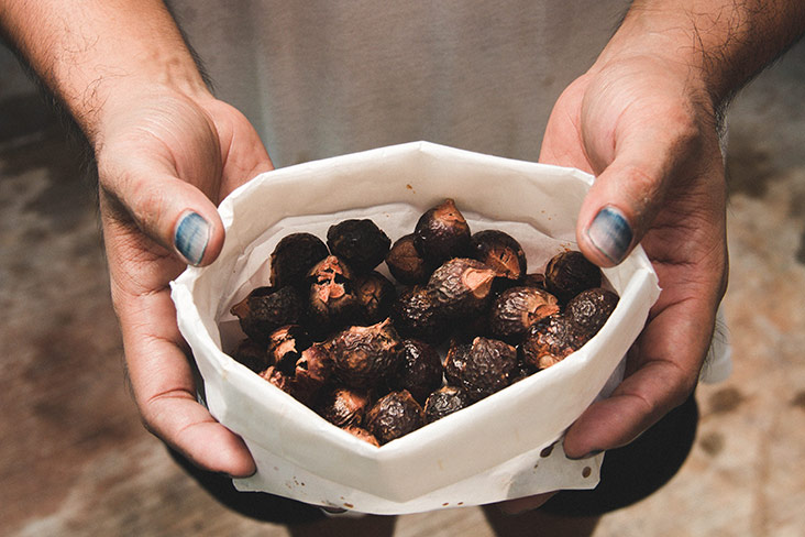 Keeping it completely natural as only soap nut berries are used to clean the fabric.