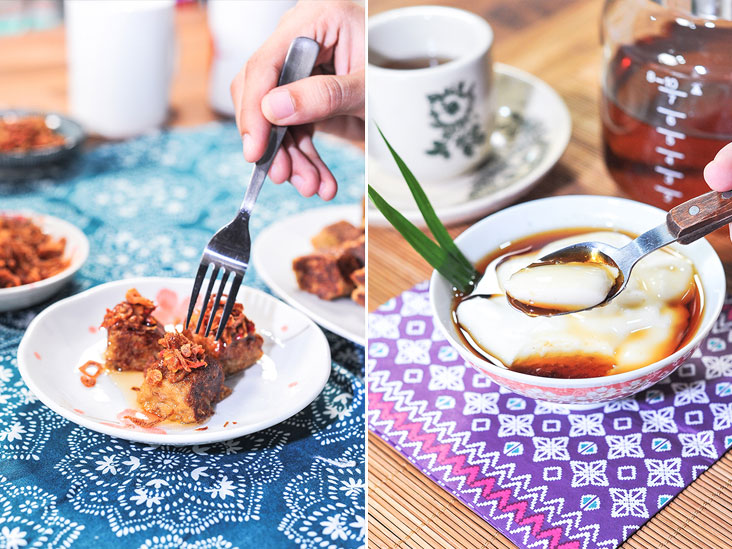 Arissa is eaten with an interesting combination of sambal belacan, crispy shallots and a dash of honey (left). Enjoy this wobbly ‘Malaysian pannacotta’ or what Honey calls, the ‘Italian som som’ with gula Melaka syrup (right)