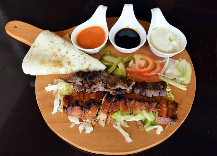 The Shawarma Platter lets you mix and match what you prefer with sauces like garlic, pomegranate and Arabic chilli sauce.