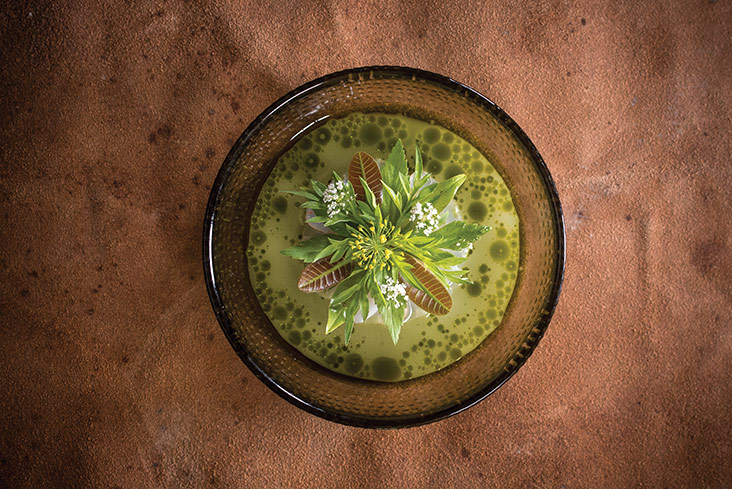 An Instagram-worthy starter that also tastes great is their prawns warmed in starfruit juice topped with a bouquet of local herbs.