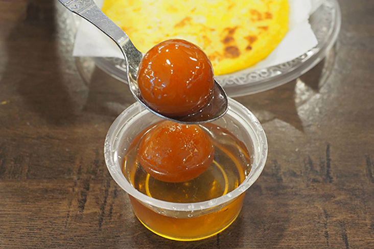 For a sweet treat, try the gulab jamun and dhal poli