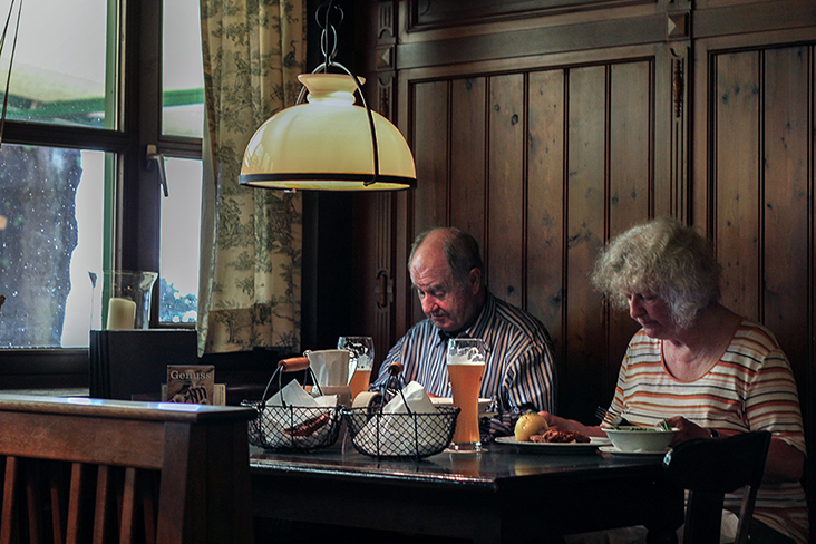 Enjoying a typically hearty Bavarian meal