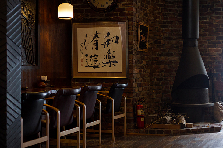 The traditional kissaten interior of Café Tirol