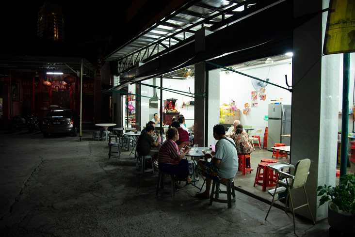 The stall is located within an ancient temple’s grounds.