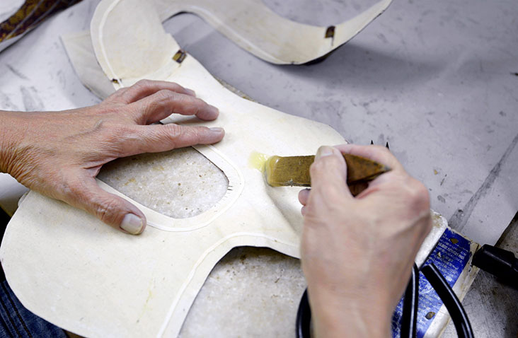 The fabric is glued onto an inner layer.