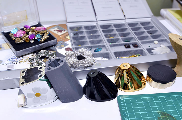 Karina loves to embellish the shoes with various items where some items are sourced from Japan for their high quality.