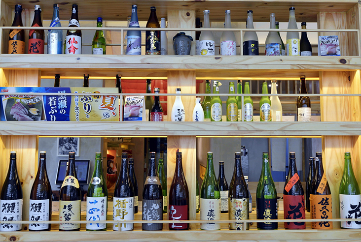 A selection of Japanese sake is available at Tsukiji No. 8