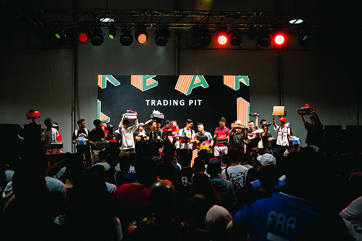 The trading pit is where attendees can auction and trade coveted pair of sneakers