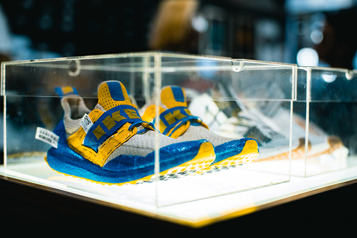 A pair of Adidas UltraBOOST given an IKEA-themed custom by edmondlooi