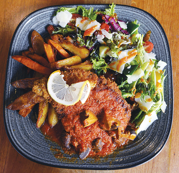 The bakery also serves a crumbled chicken chop made with sourdough bread crumbles and slow cooked tomato sauce on the side