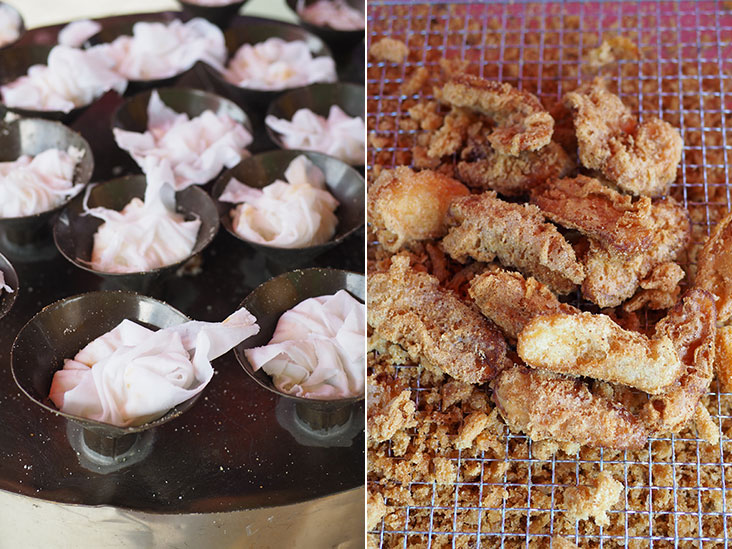 At Putu Piring Gula Melaka Zakiah, you can get freshly made putu piring in the afternoon (left). Goreng Pisang Crispy serves smaller fried bananas using pisang abu (right).