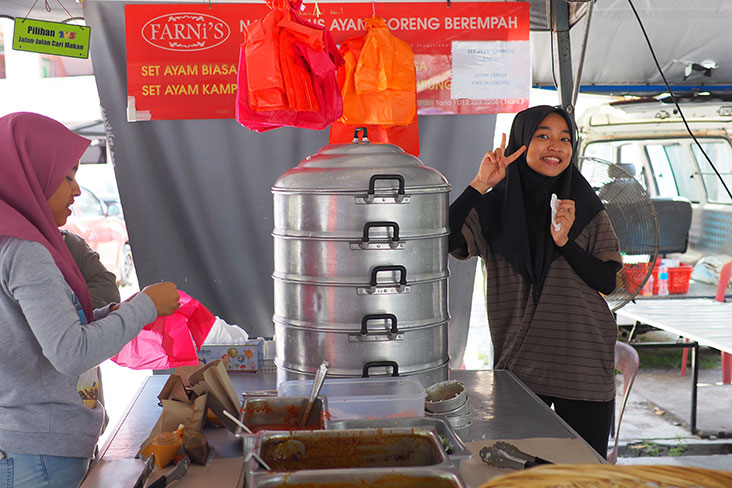 Get here before noon to beat the queue at Nasi Kukus Farni.
