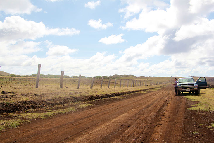 The near-barren wilderness viewed from a dirt track.