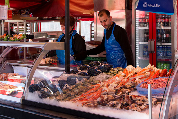 Torget, the famous fish and fruit market by the harbour.