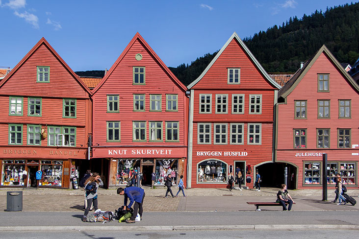 Bryggen is a row of historical Hanseatic buildings in Bergen, Norway.