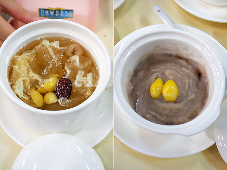 You can also order the herbal dessert with snow fungus, red dates and gingko nuts (left). As the Behs are Teochew, they also serve or nee made with taro and gingko nuts (right).